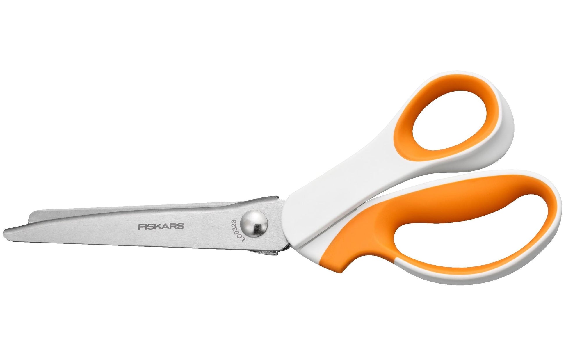 Fiskars Konturenschere 24,2 cm, für Rechtshänder – Edelstahl, Softgrip, Zickzack, Orange/Weiss