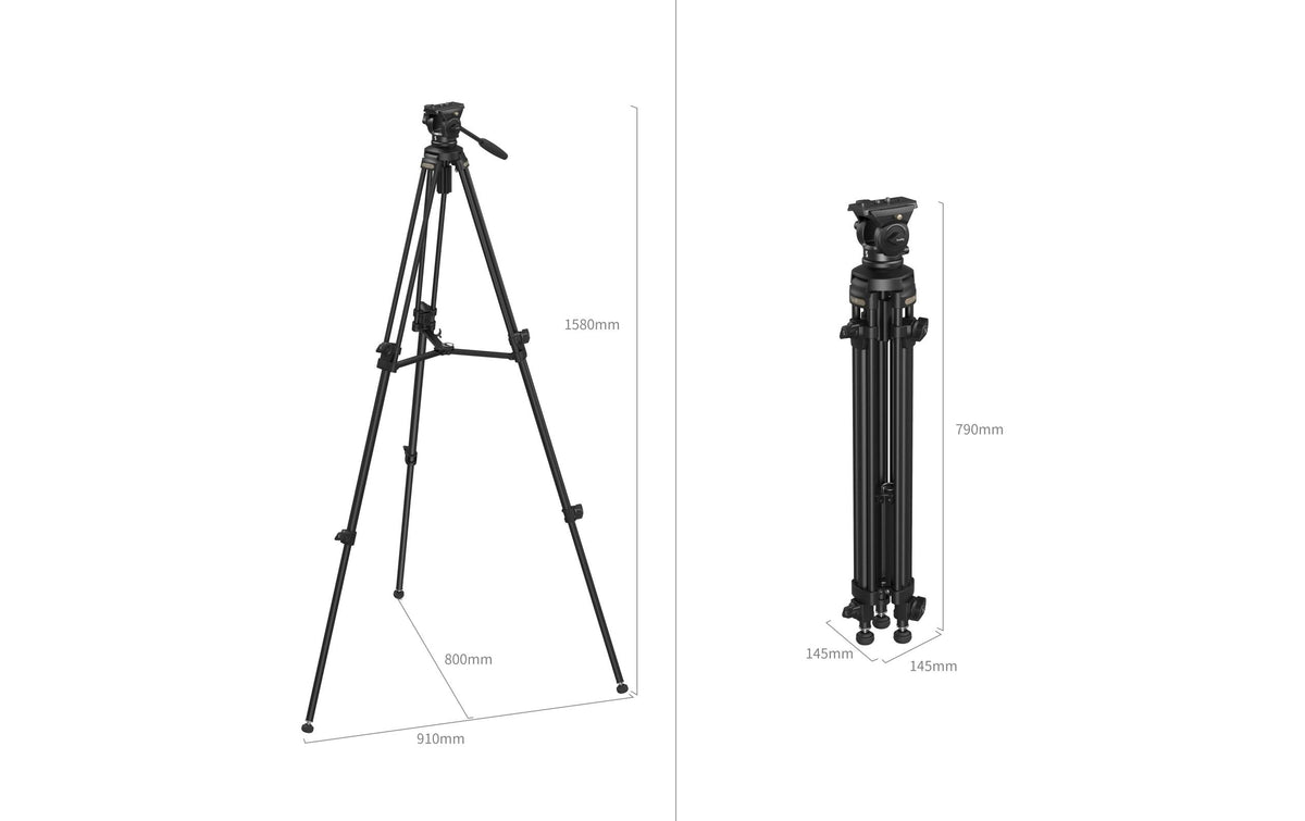 SmallRig 4684 AD-50 Lite Video-Stativ – bis 158 cm, Traglast 5 kg – Schwarz