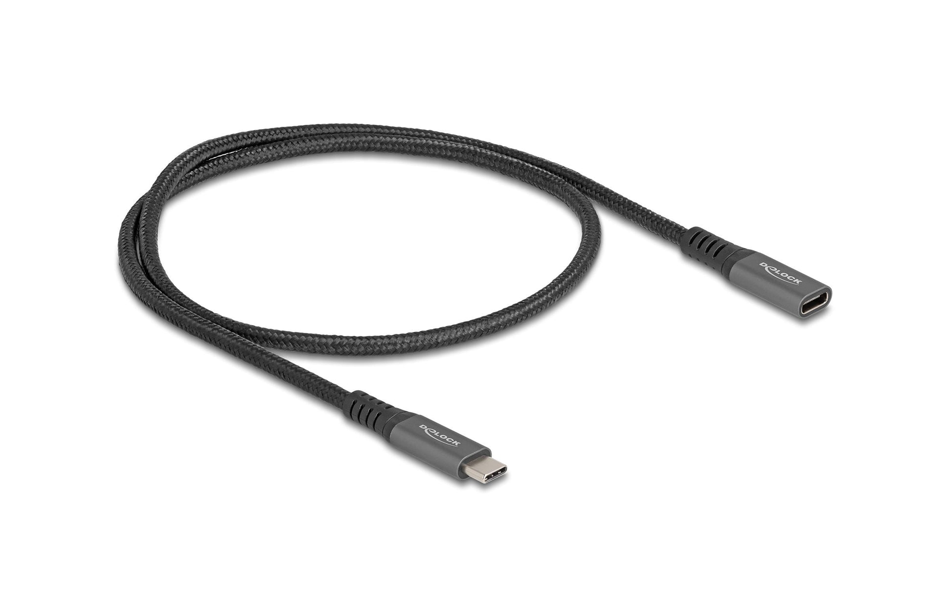 DeLOCK USB-C Verlängerungskabel (Stecker auf Buchse) – USB 3.2 Gen 2 (10 Gbit/s) – 0,5 m – PD 100 W – Textil