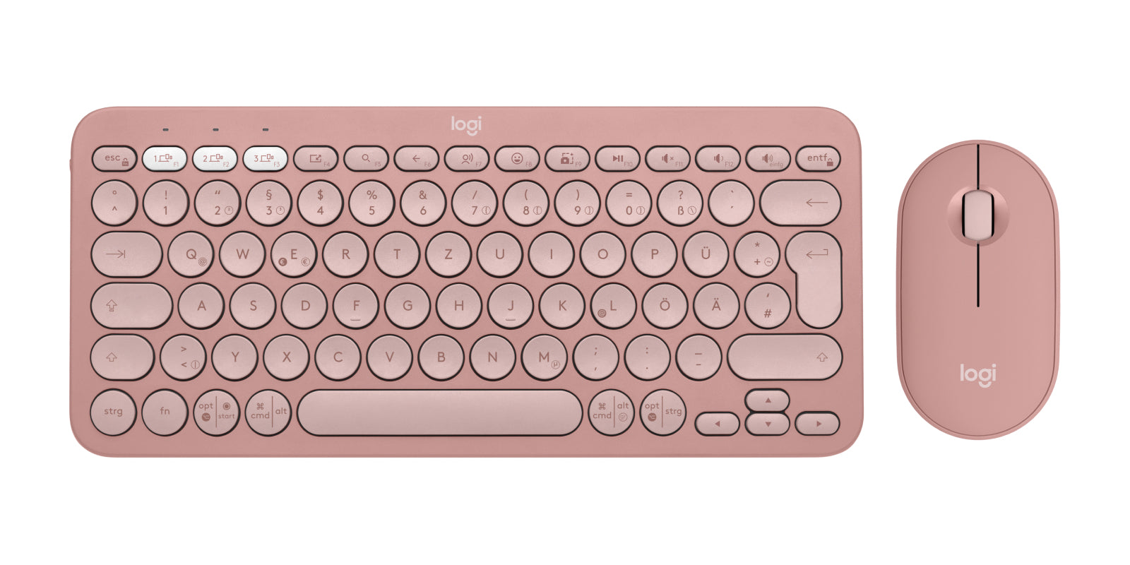 Logitech Pebble 2 Combo – Tastatur, kabellos (Bluetooth/2,4 GHz), DE-Layout (DE), Rosa