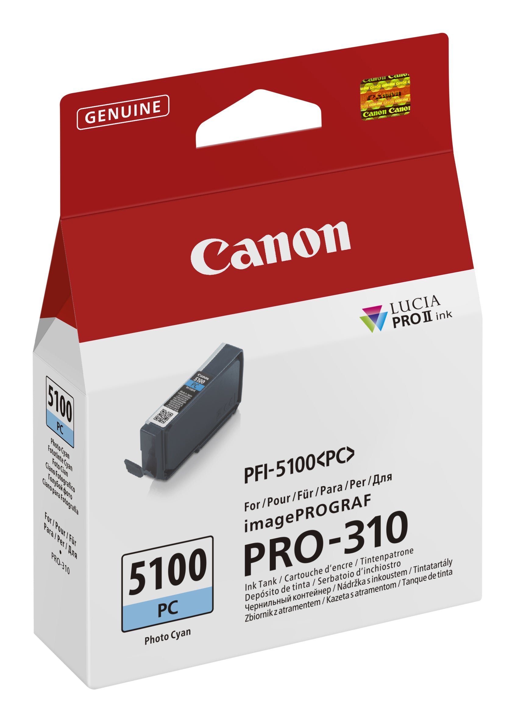 Canon PFI-5100 Foto-Cyan Tintenpatrone (Original) – 14,4 ml – für Canon imagePROGRAF PRO-310
