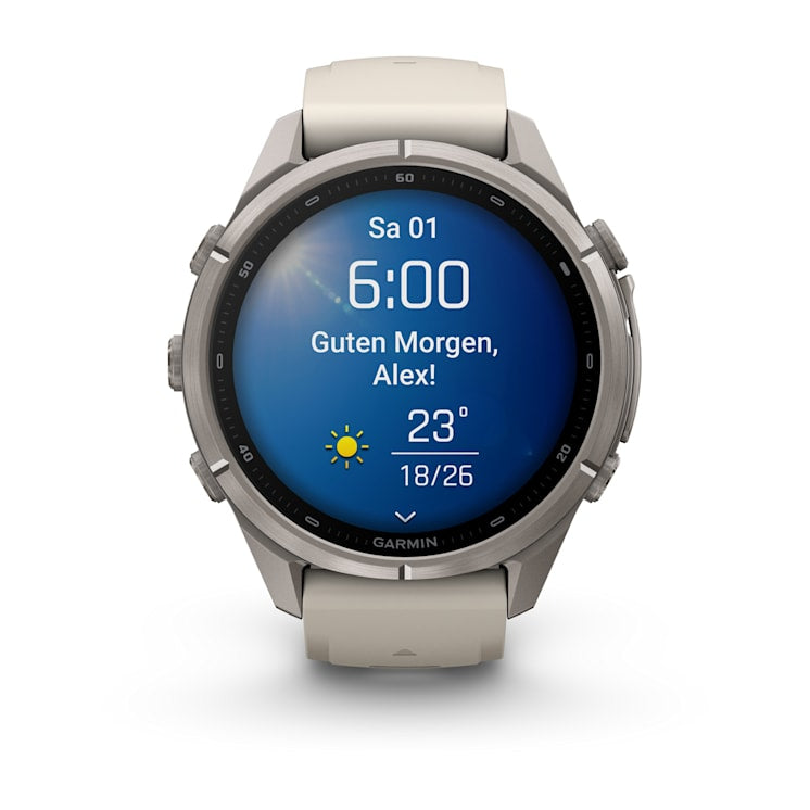 Garmin fēnix 9 Pro 43 mm GPS – Titan Nebelgrau, 100 m, für Android, iOS