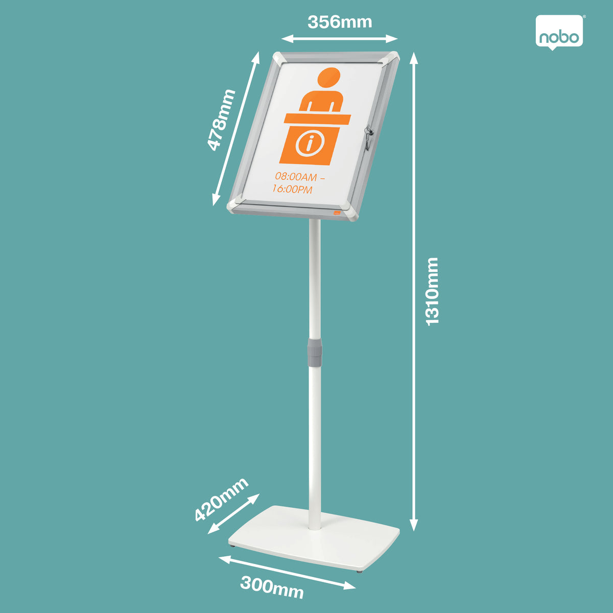 Nobo Infoständer A3 – abschliessbar – Aluminium, silber – Premium Plus