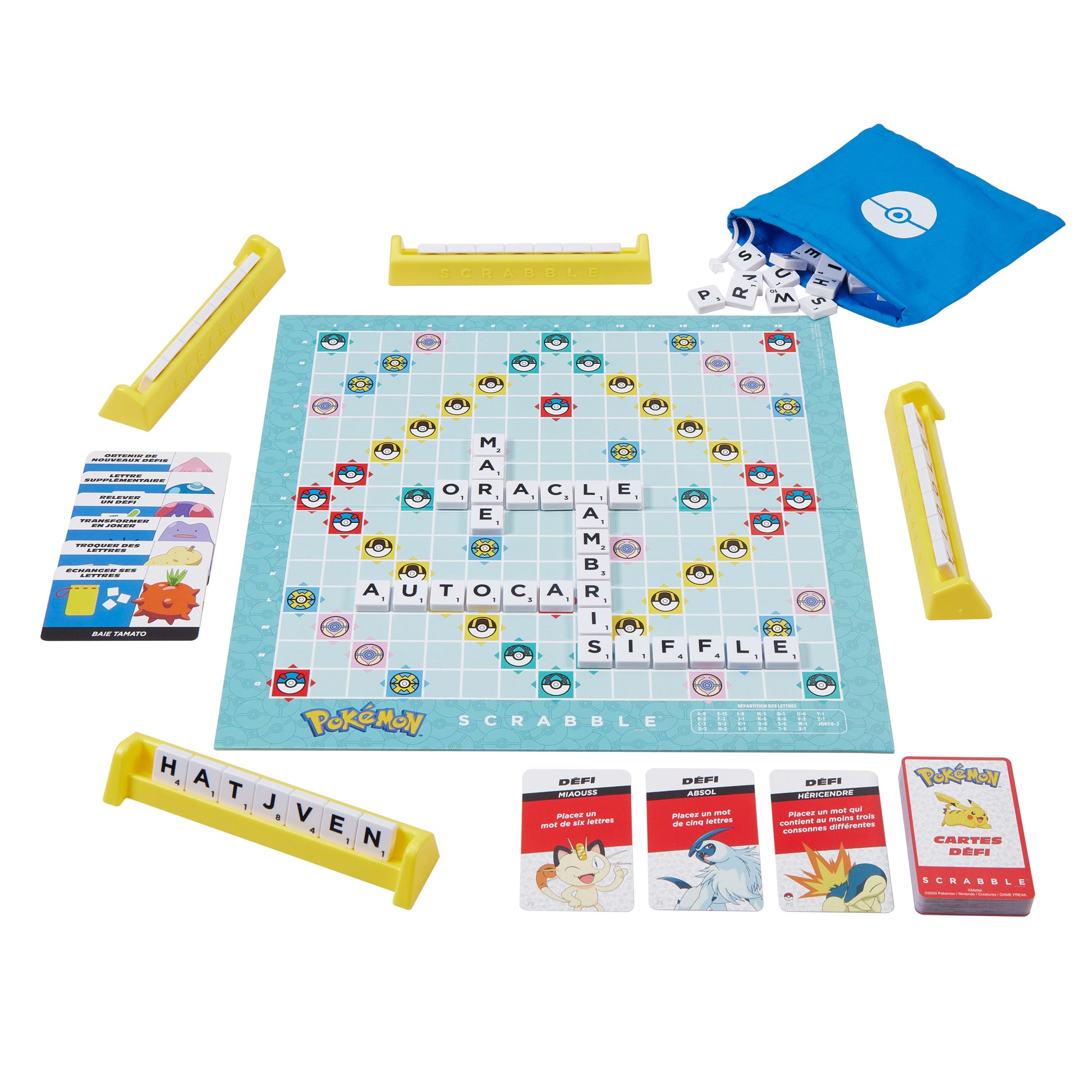 Mattel Scrabble Pokémon – Brettspiel, 2–4 Spieler, ab 8 Jahren, 25 Min., FR