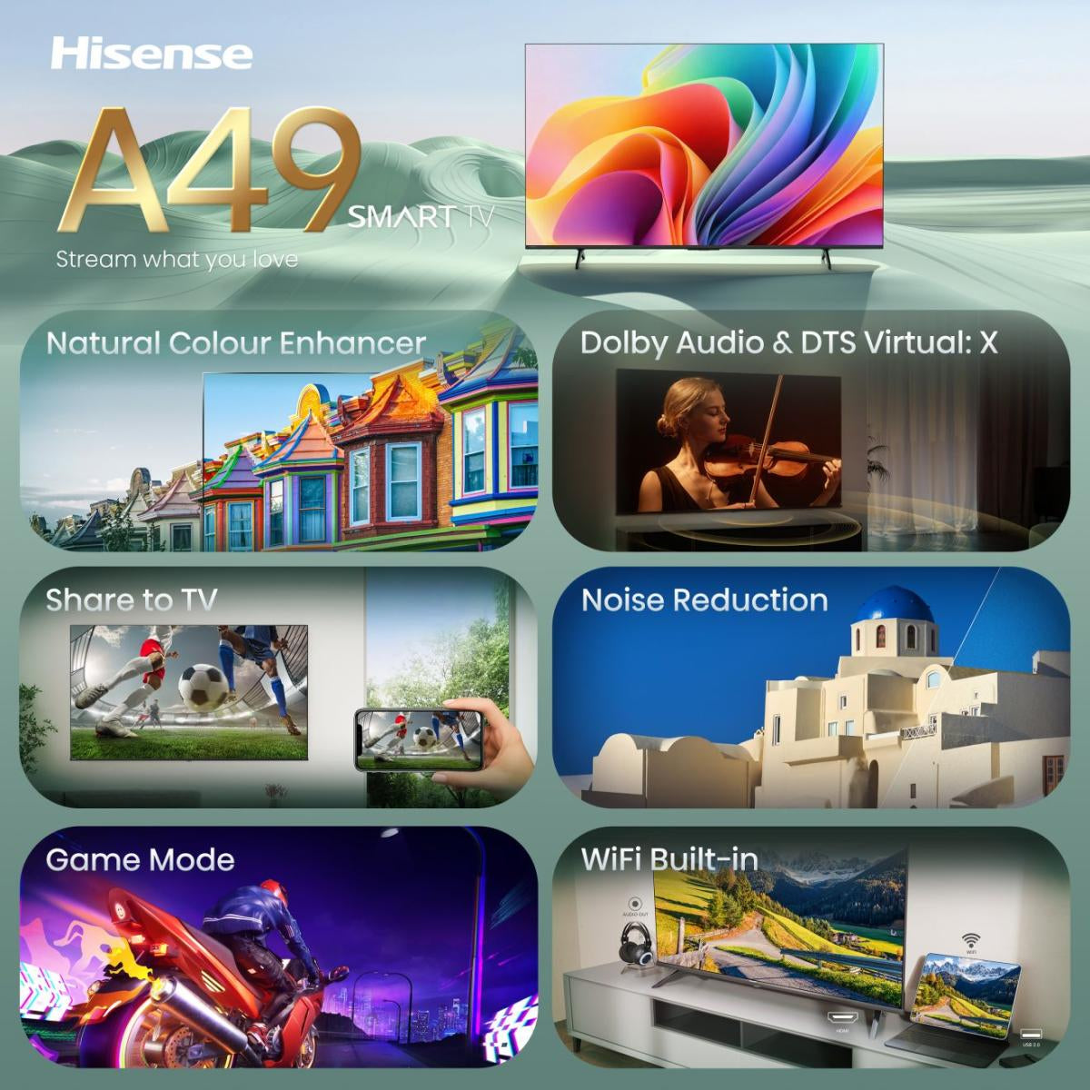 Hisense A49S 32A49S – 32" TV – HD (1366 × 768) – LCD – VIDAA – 60 Hz – HLG