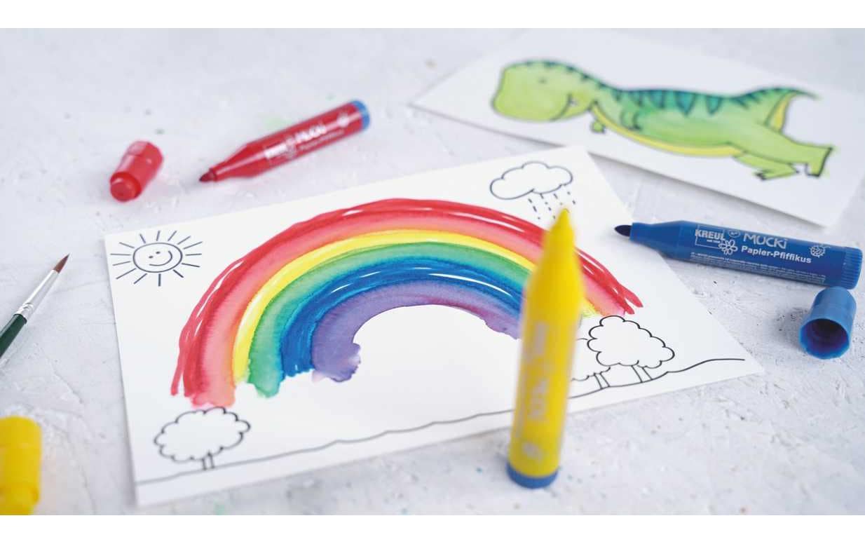 KREUL MUCKI Aquarellfarbstifte – 6 Stk., Karton, mit Pinsel
