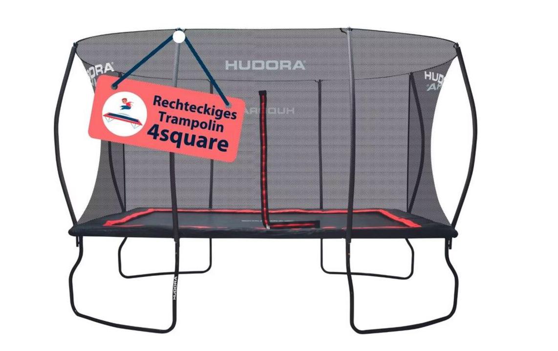 Hudora Trampolin 4square – 366 × 244 cm – Belastbarkeit 120 kg – schwarz