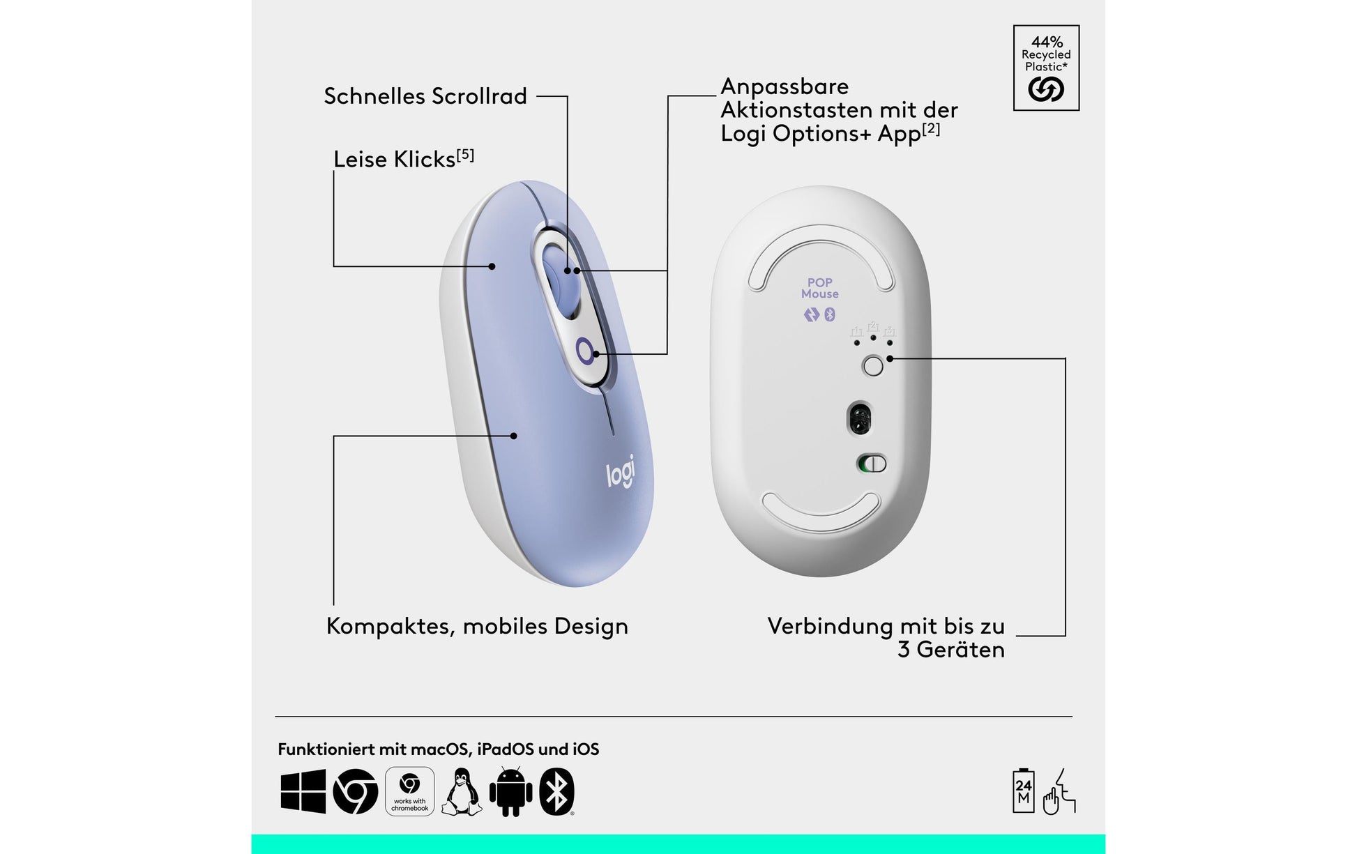 Logitech POP Icon – Tastatur, CH-Layout (DE-CH), Flieder