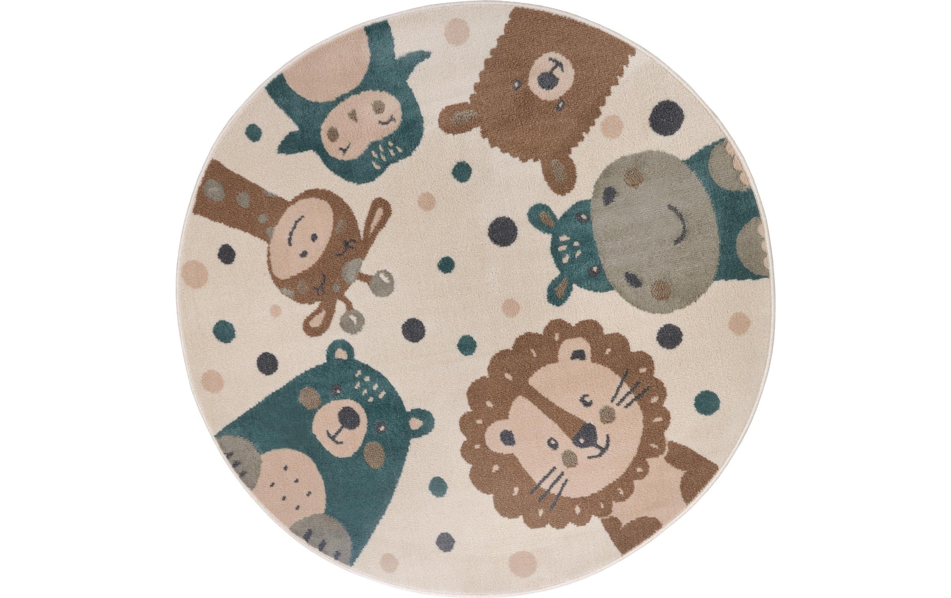 Hanse Home Spielteppich Animal Party – Ø 100 cm, Grün, Polypropylen