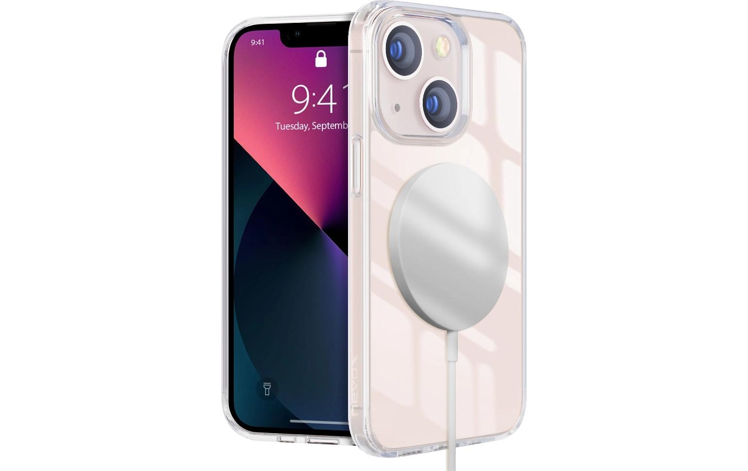nevox StyleShell SHOCKFlex Backcover – für Apple iPhone 16, MagSafe, PC+TPU, Transparent