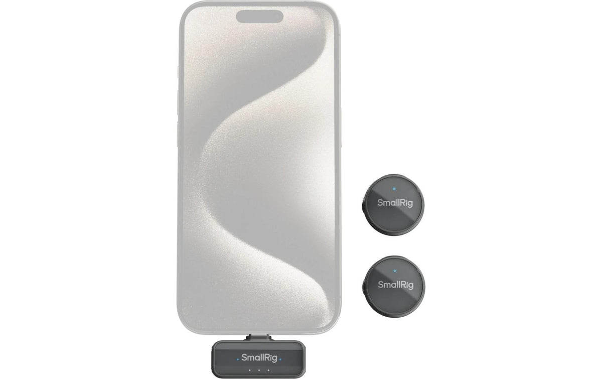 SmallRig S60 Ansteckmikrofon Set – USB-C, Kabellos, 24 Bit/48 kHz, für iPhone 15 Serie/Android, Schwarz