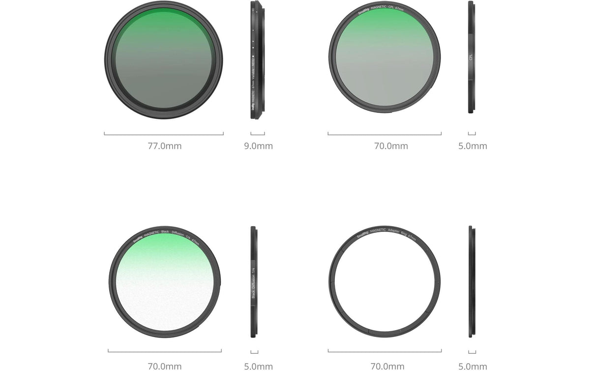 SmallRig 5-in-1 Filter-Set 67 mm – VND 2–32, CPL, 1/4-Effekt Black Mist – 3er-Pack
