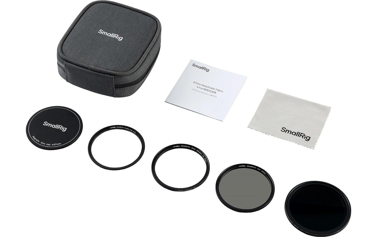 SmallRig 5-in-1 Filter-Set 67 mm – VND 2–32, CPL, 1/4-Effekt Black Mist – 3er-Pack