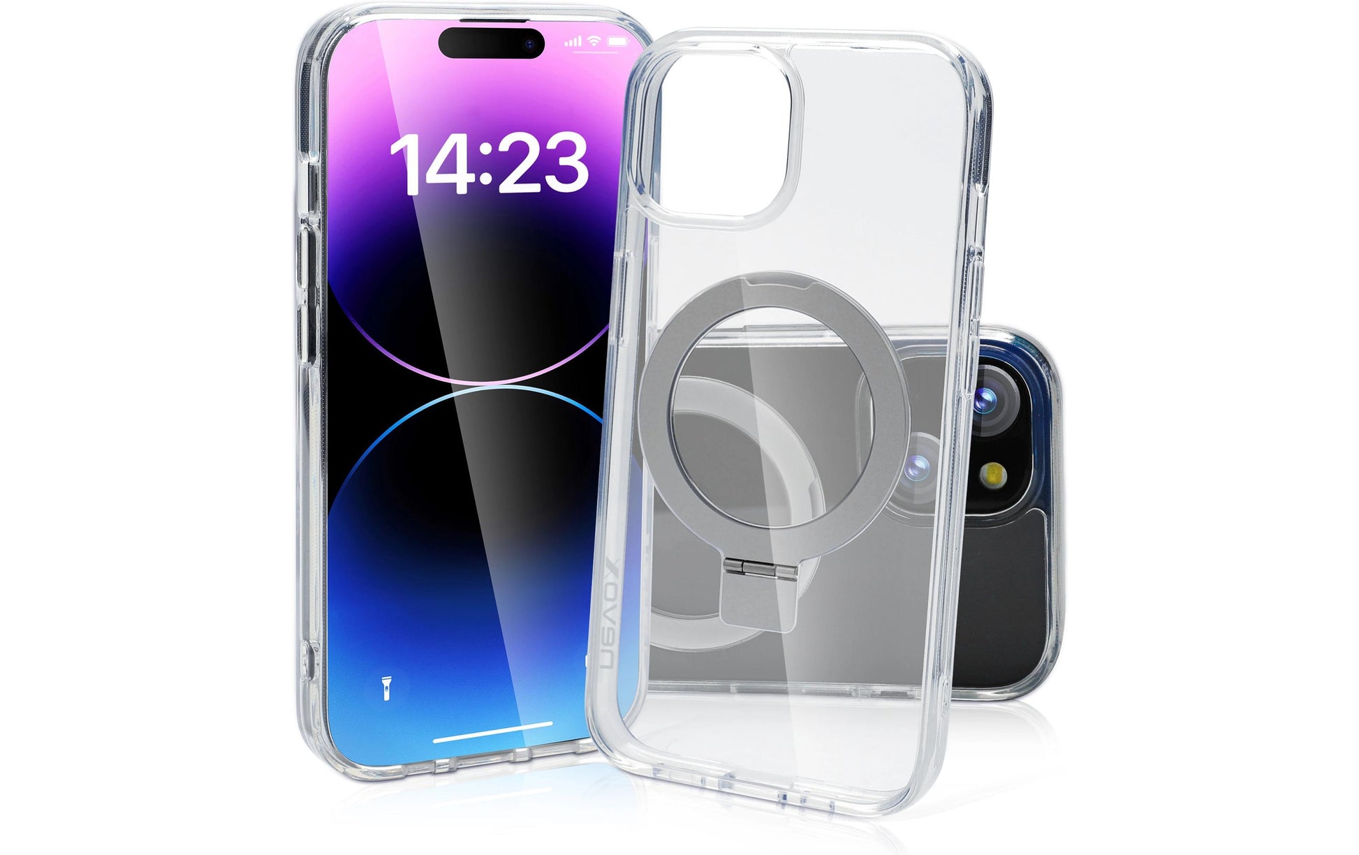 Nevox – Backcover – für Apple iPhone 16 Plus – Transparent – TPU – MagSafe-kompatibel, Desktop-Ständer