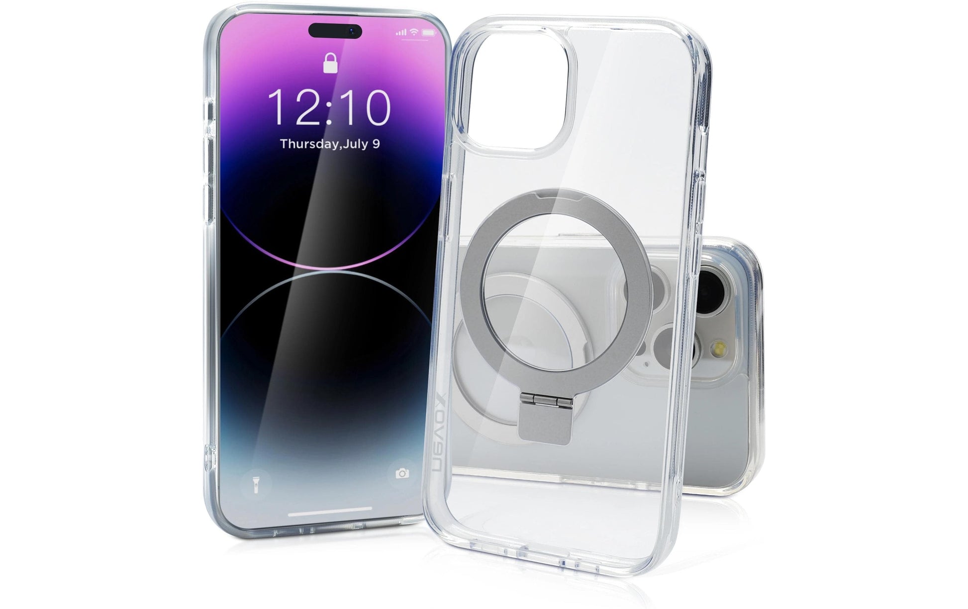 nevox StyleShell SHOCKFlex Backcover – für Apple iPhone 16 Pro Max, mit Ständer, Metall+PC+TPU, transparent