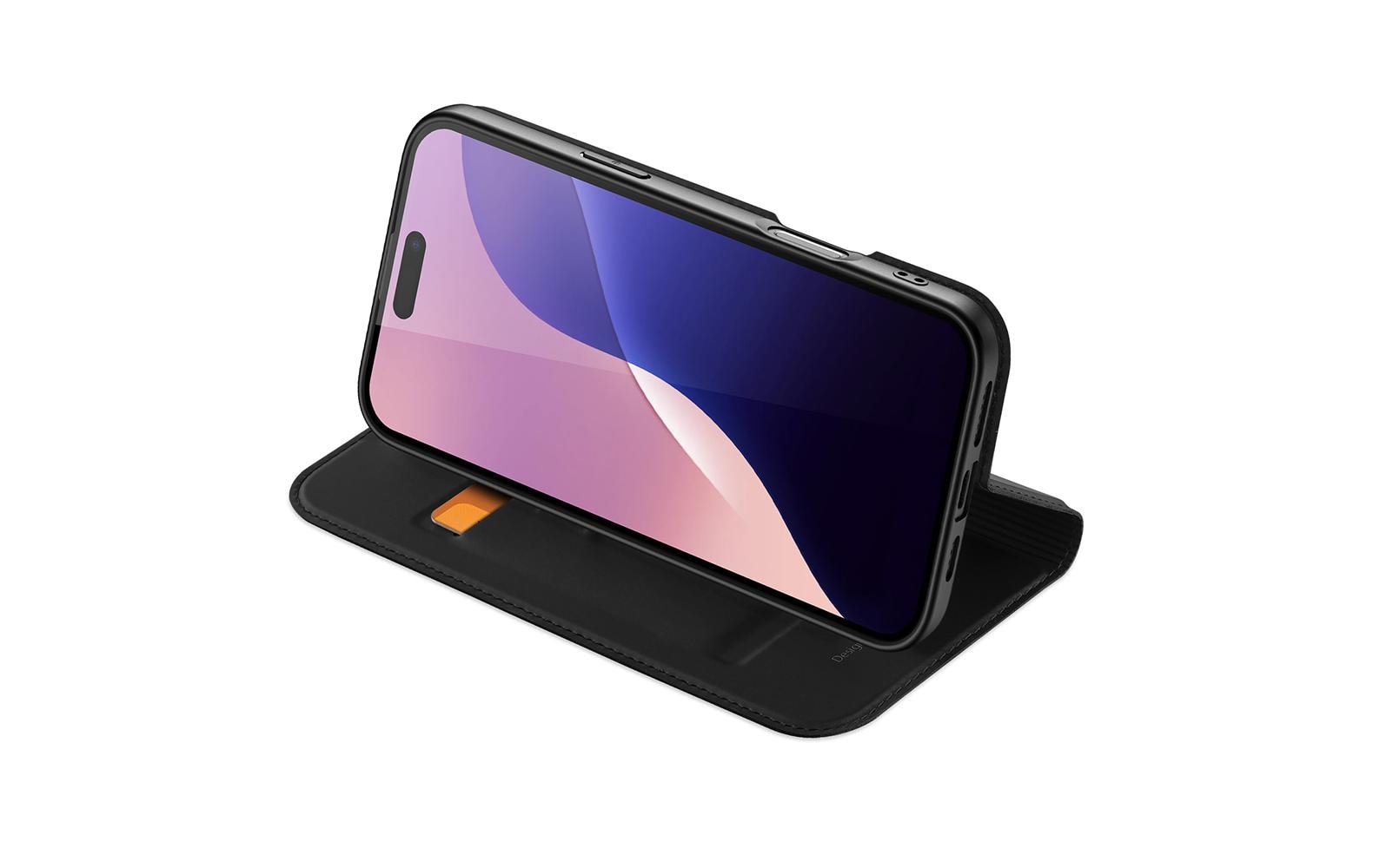 nevox Vario Series Wallethülle – für Apple iPhone 16 Pro Max, mit Ständer, 1 Kartenfach, PU+TPU, Schwarz
