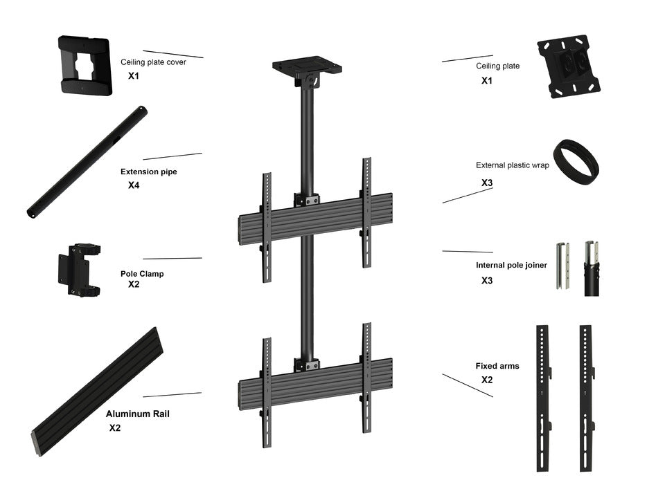 Multibrackets Pro MBC2U – Deckenhalterung, fix, bis 65", bis 100 kg, schwarz