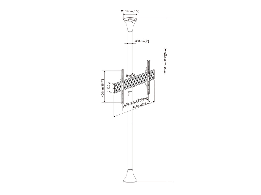 Multibrackets Pro BD Ständer 3620 – Displayständer, drehbar, bis 65", VESA 100×100, bis 30 kg, schwarz
