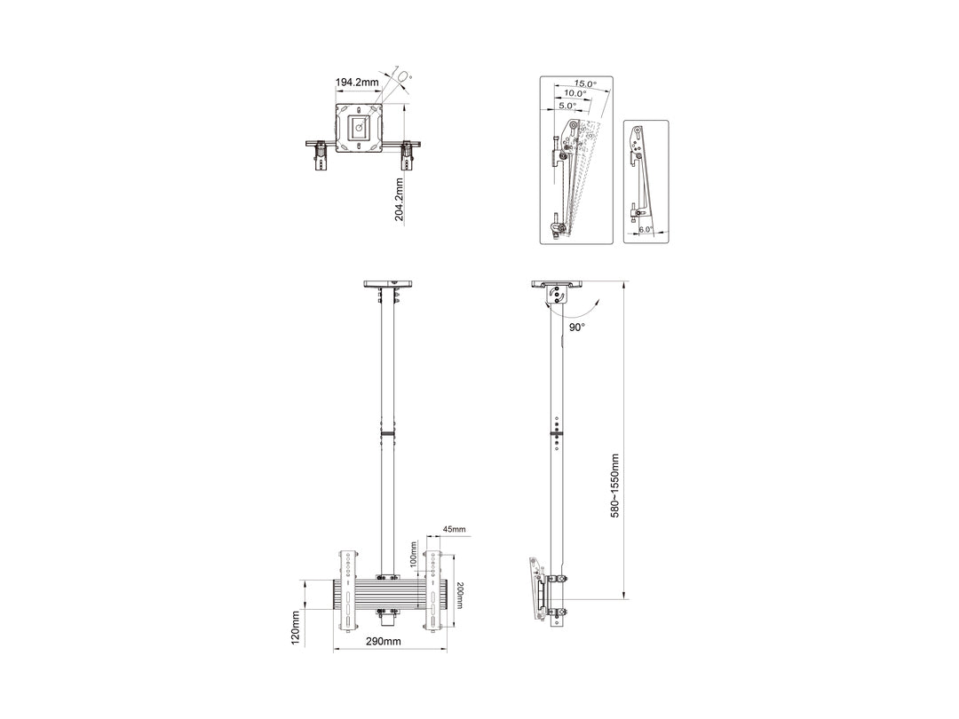 Multibrackets Pro MBC1U – Deckenhalterung, fix, bis 42", VESA 100×100, bis 50 kg, schwarz