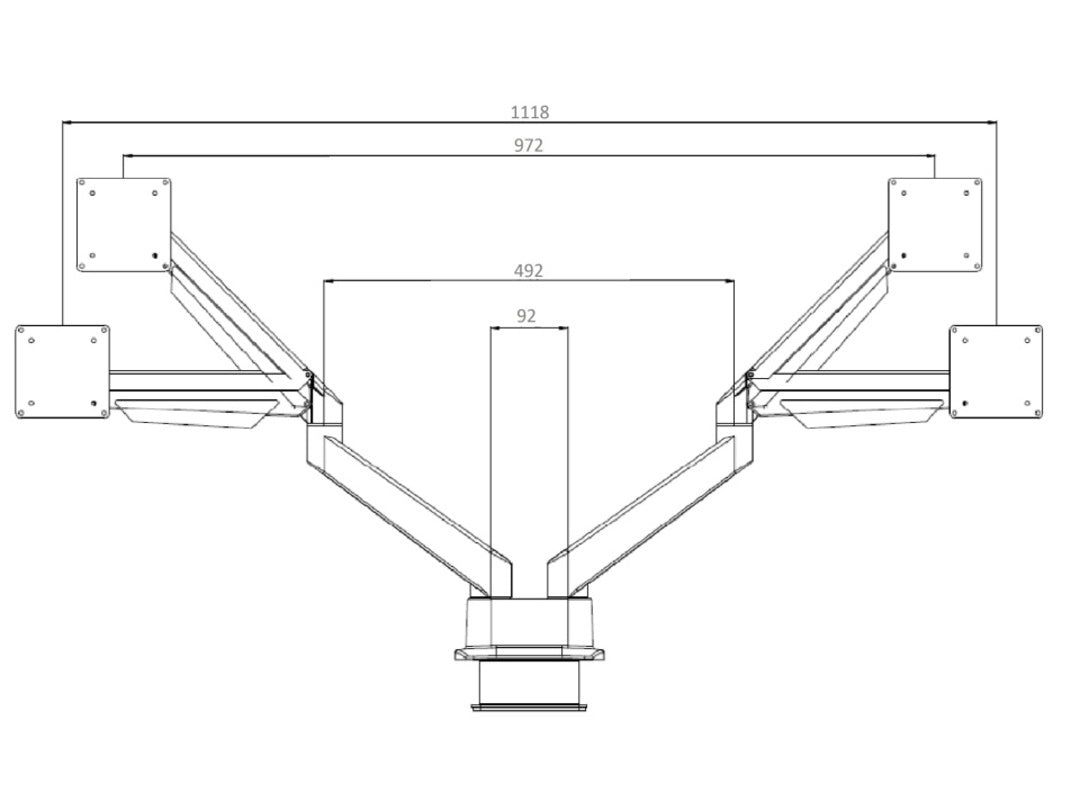 Multibrackets MB 4207 – Tischhalterung, Dual, bis 32", VESA 75 × 75 mm, 21 kg, drehbar, schwarz