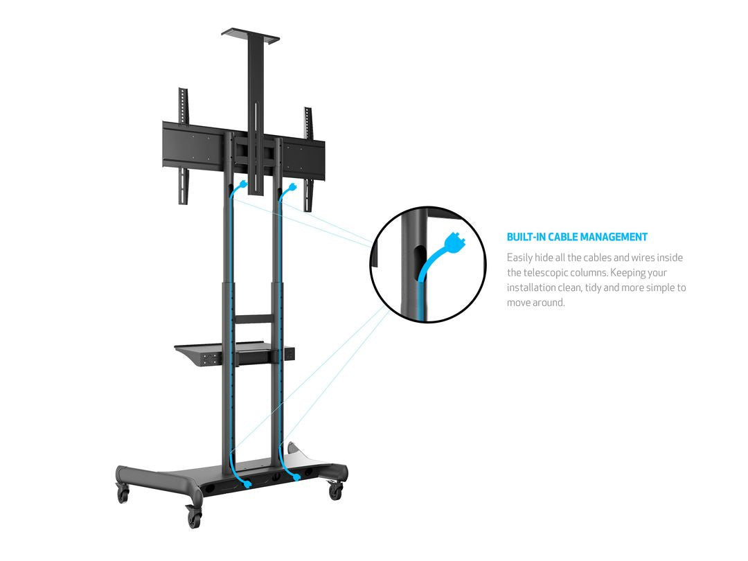 Multibrackets TV-Trolley Basic 180 Schwarz – Maximale Bildschirmgrösse 2,03 m, Kabelführung