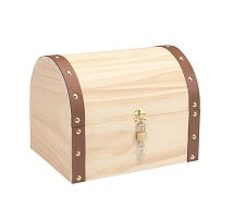 GLOREX Schatzkiste, Kiefer, Beige, 27 × 20 × 18 cm, mit Sicherheitsschloss, FSC, 62003350