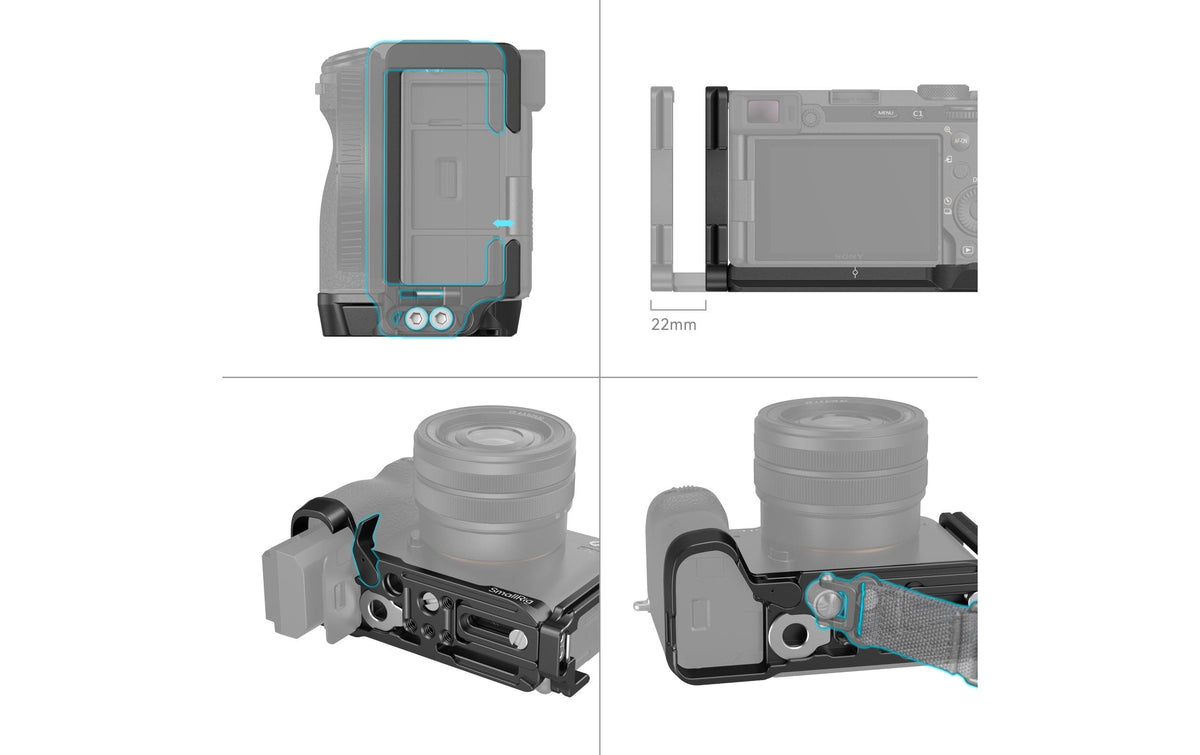 SmallRig 4569 L-Winkel – für Sony Alpha 7C II, Alpha 7CR – Schwarz