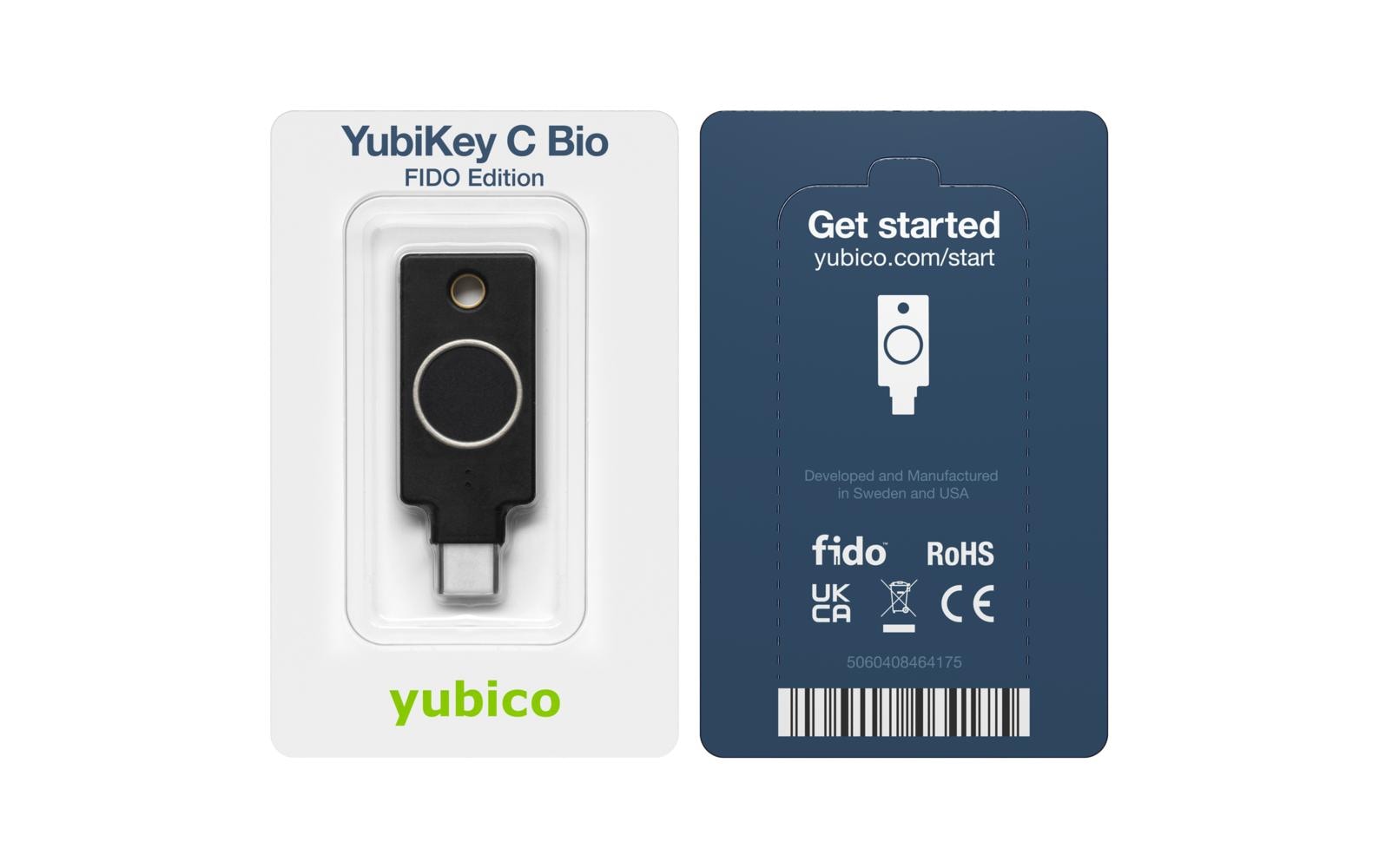 Yubico YubiKey C Bio FIDO Edition – USB-C – Schwarz – für Windows, macOS, Chrome OS und mehr