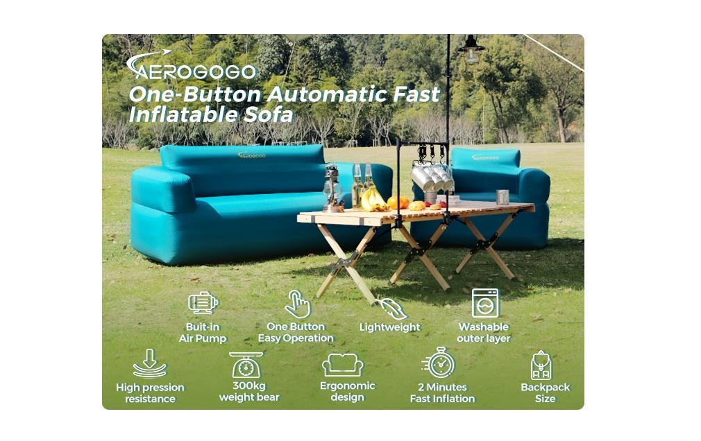 Aerogogo Beistelltisch BS2-01 – 103 × 74 × 80 cm – Polyester & PVC – türkis