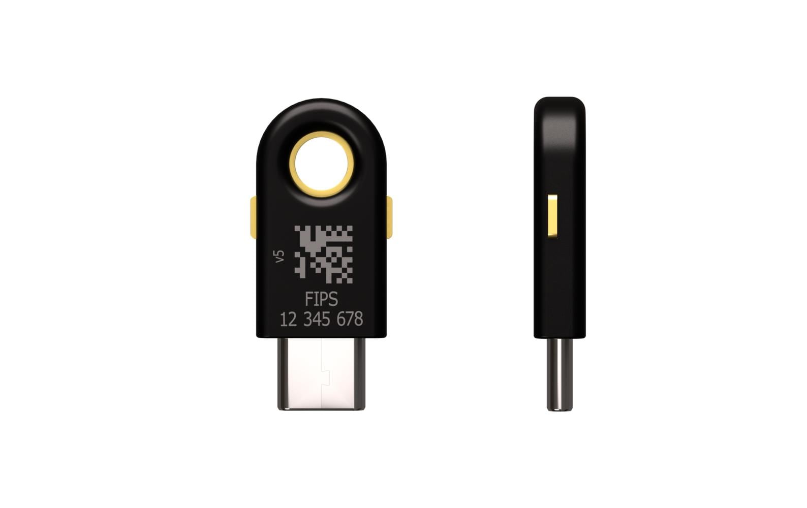 Yubico FIDO-HID-Gerät YubiKey 5C FIPS – für Windows, macOS, Chrome OS u. a., schwarz, IP68