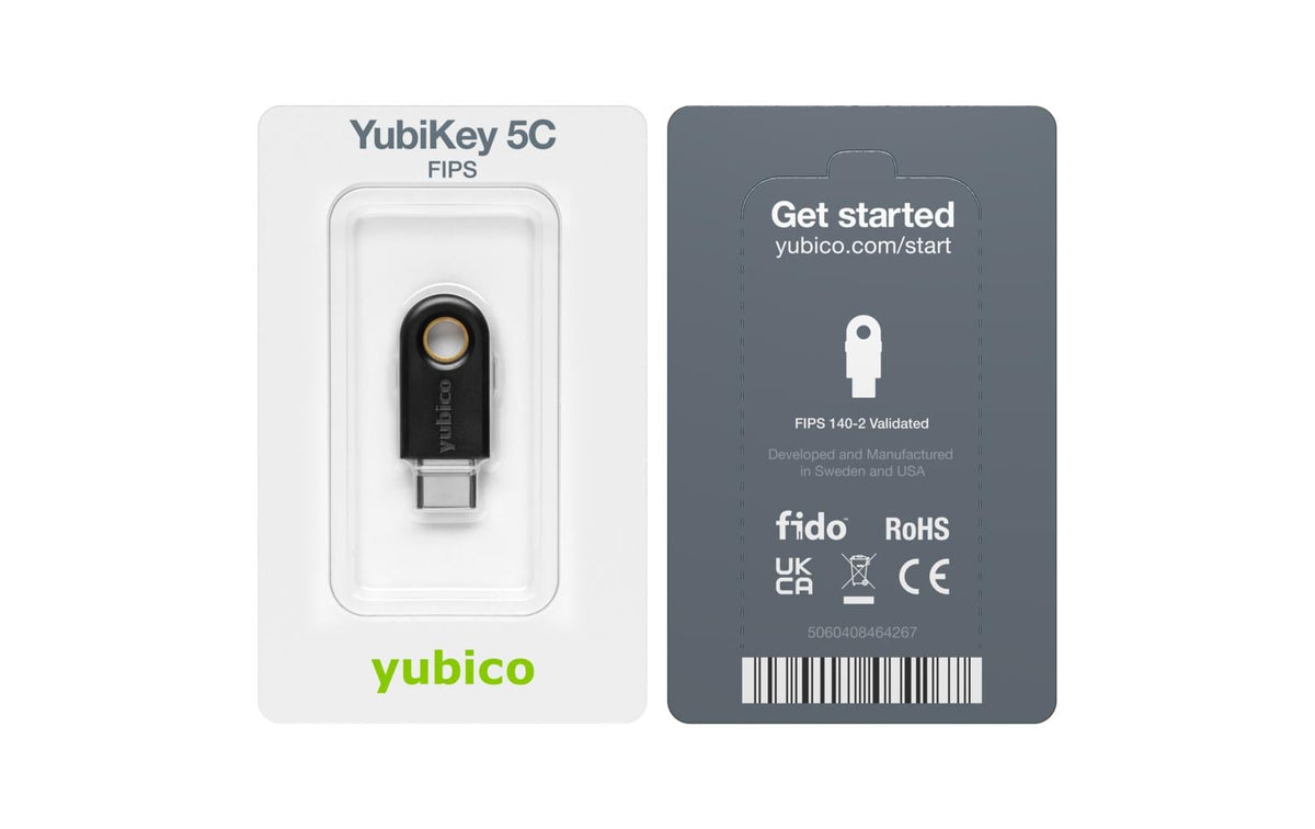 Yubico FIDO-HID-Gerät YubiKey 5C FIPS – für Windows, macOS, Chrome OS u. a., schwarz, IP68