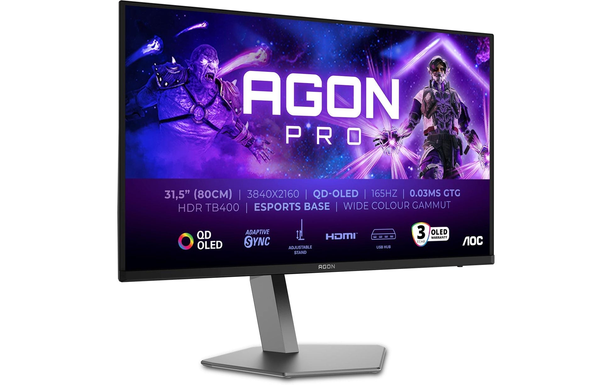 AOC AGON PRO AG326UD – 31,5", 3840 × 2160 (4K), OLED, 165 Hz, DisplayHDR 400