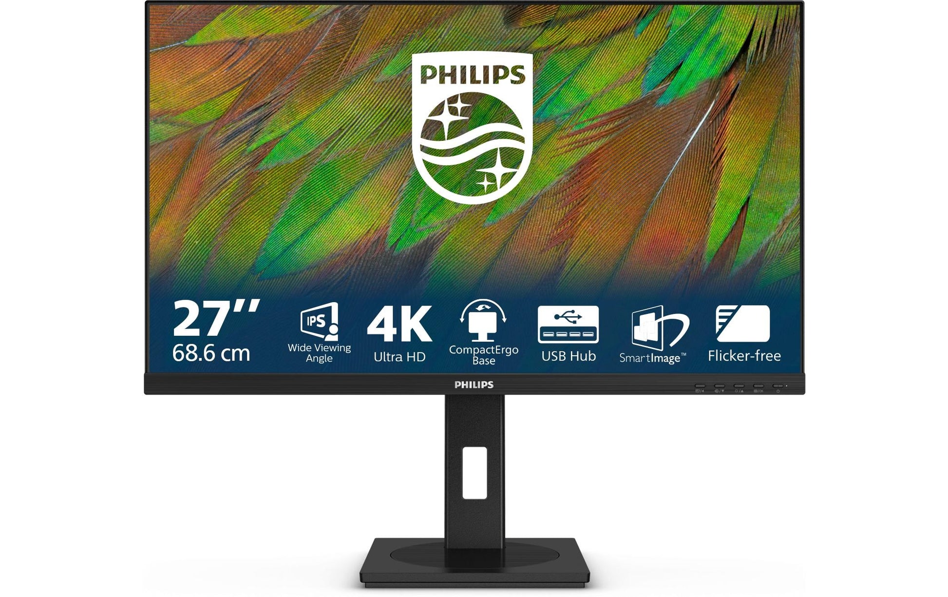 Philips 27B1N3800/00 – Monitor, 27", IPS, 60 Hz, 350 cd/m², USB-Hub, VESA 100 × 100, Schwarz