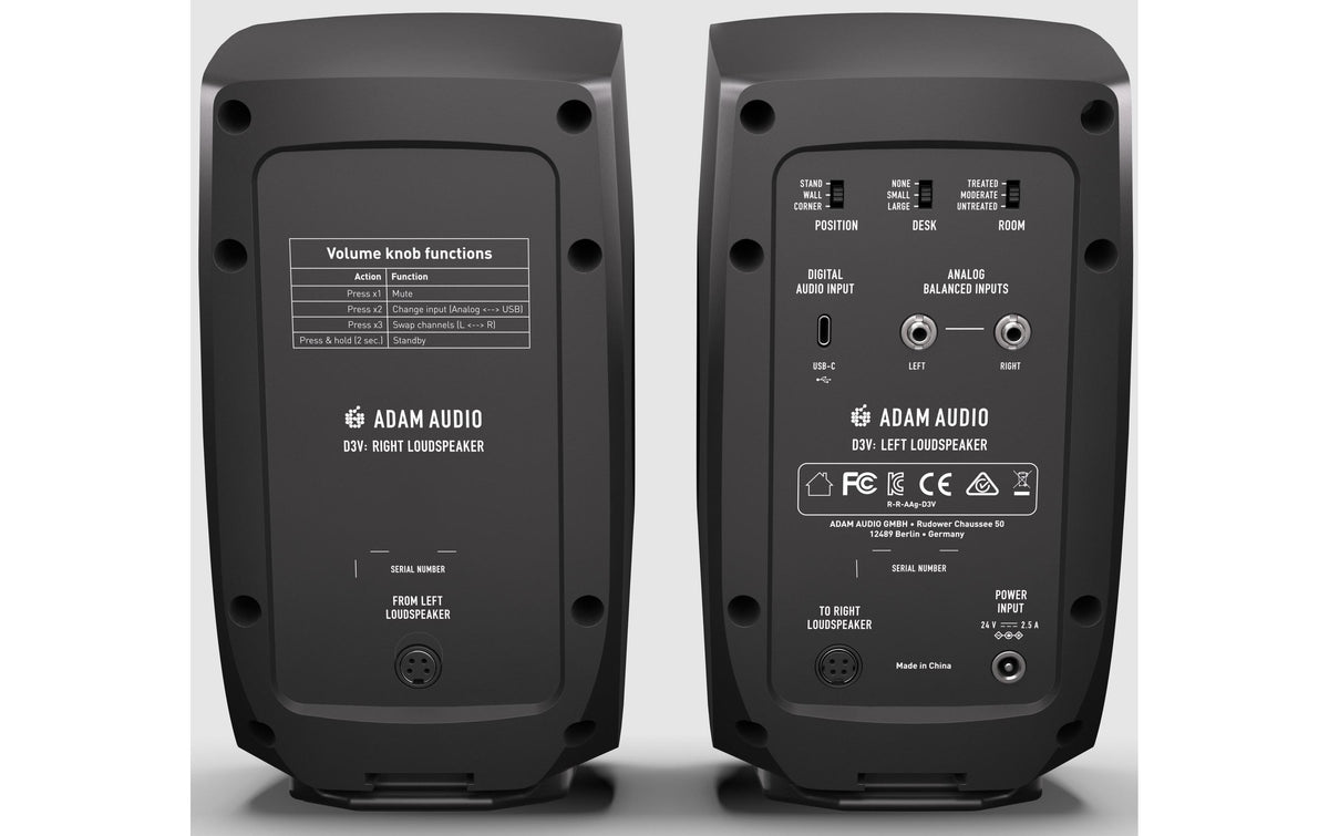 Adam Audio D3V – Aktivlautsprecher (Paar) – 2-Wege, 240 W – Schwarz