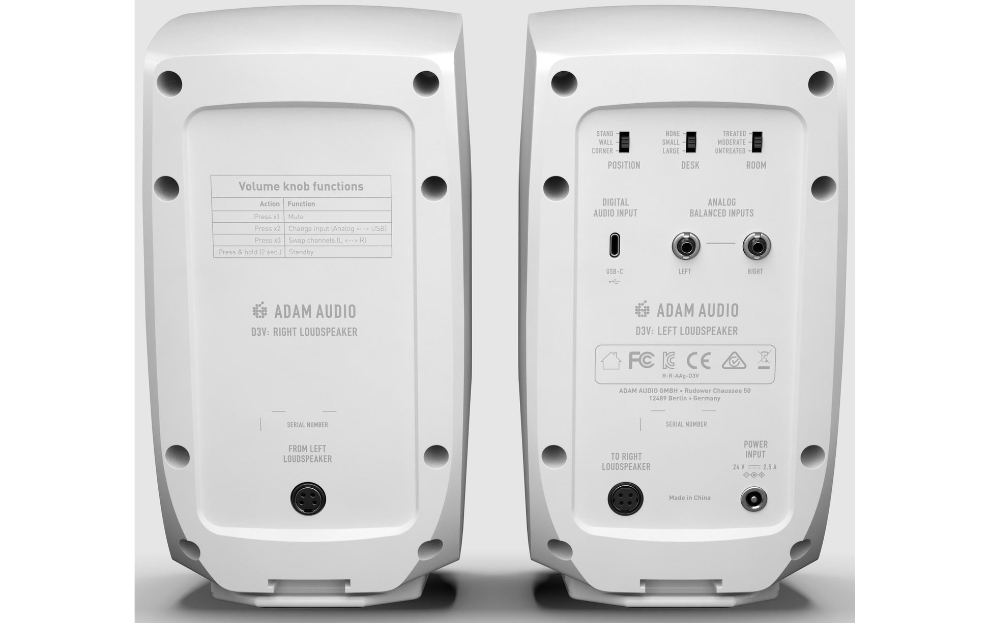 Adam Audio D3V – Aktivlautsprecher (Paar) – 2-Wege, 240 W – Weiss