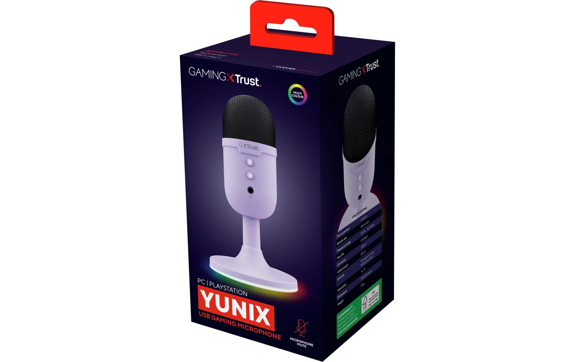 Trust GXT234P Yunix – Tisch-/Desktopmikrofon, Gaming, für Windows 10/11, macOS 11–14 und Chrome OS, Lila