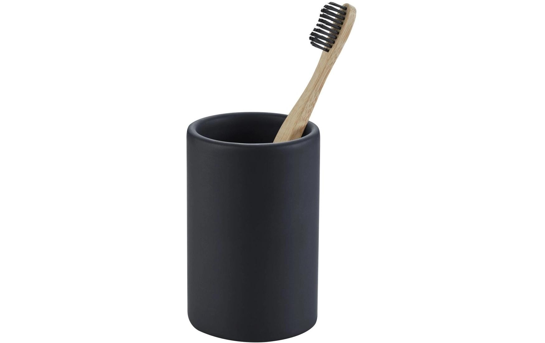 Diaqua Zahnputzbecher Zylo – Ø7,2×11 cm, Keramik, matt, Schwarz