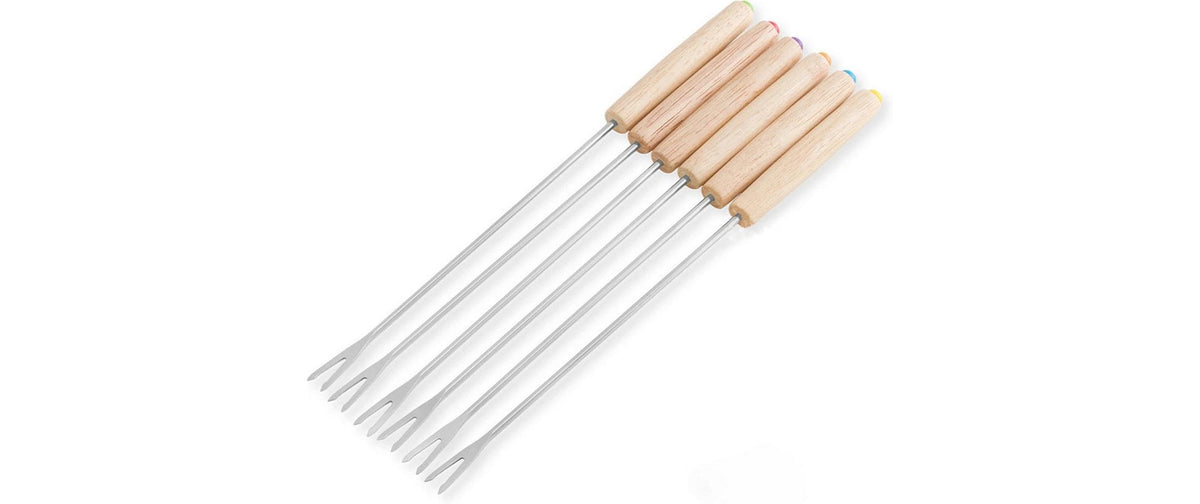 Ohmex Fondue-Set – Ø 21 cm, Gusseisen, für Käsefondue, Induktion, Elektro, Rot/Schwarz, 6 Personen, 8 Teile