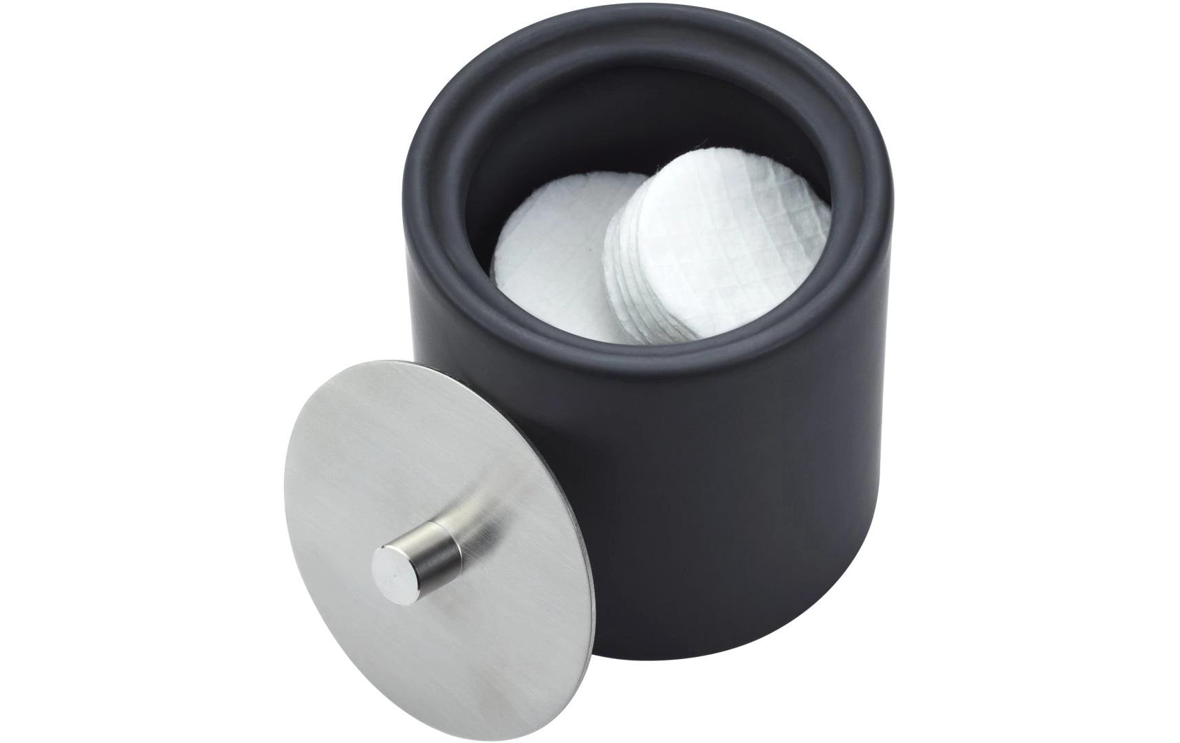 Diaqua Aufbewahrungsbox (Bad) Zylo – Ø10,7×12 cm, Keramik/Metall, freistehend, Schwarz