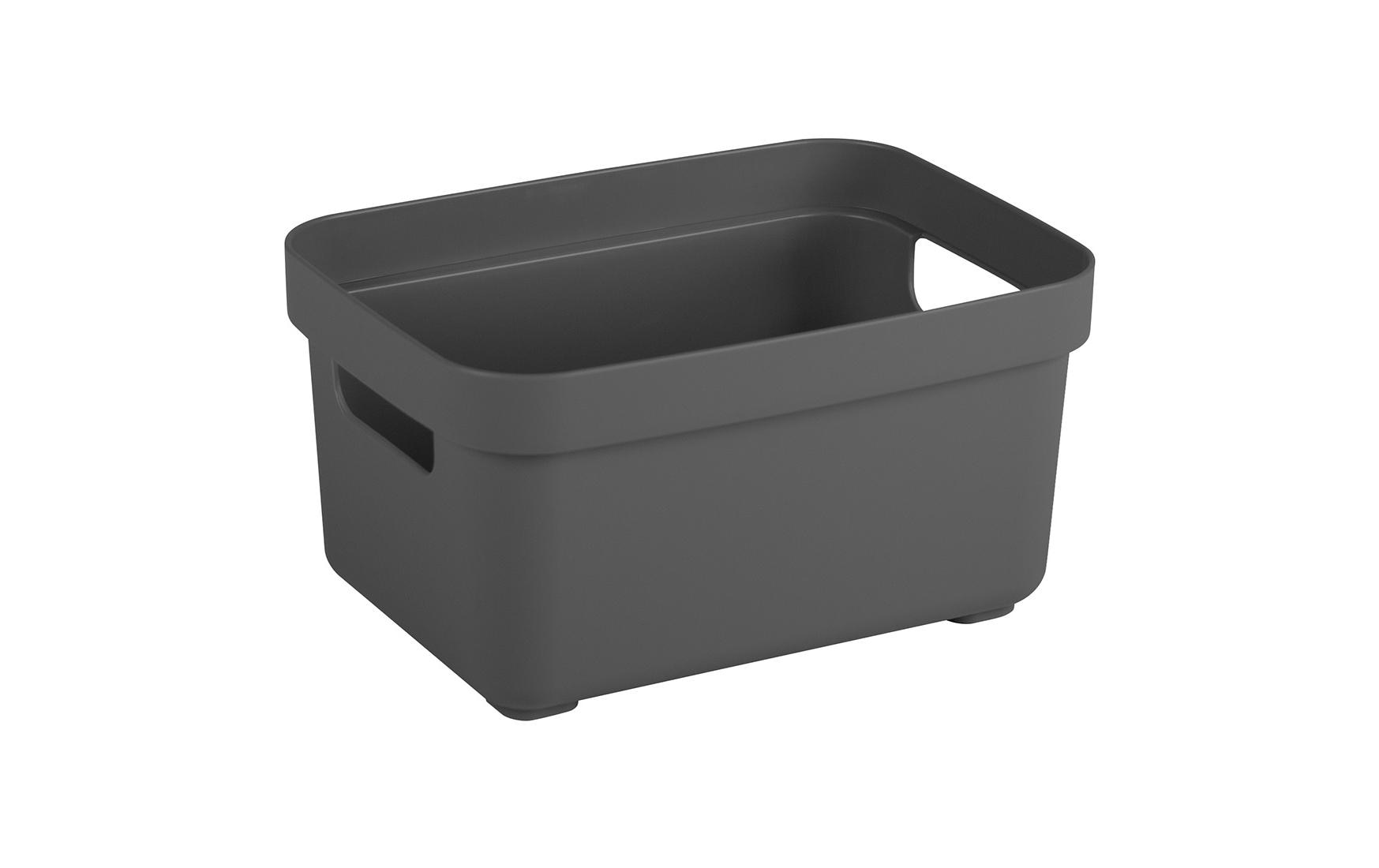 Sigma home Aufbewahrungsbox 2,5 L (ohne Deckel) – Kunststoff – Anthrazit – stapelbar, mit Griff