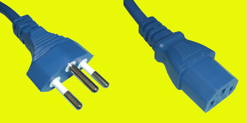Diggelmann Netzkabel – T12–IEC C13, 2,5 m, 250 V/10 A, Blau