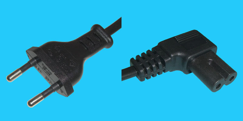 Diggelmann Netzkabel – Eurostecker (Typ C) – IEC C7, 2 m, 250 V/2,5 A, Schwarz