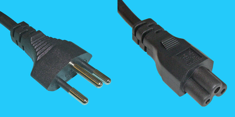 Diggelmann Netzkabel, T12 auf IEC C5, 3-polig, 250 V, 3 m, Schwarz, SPNBI-3