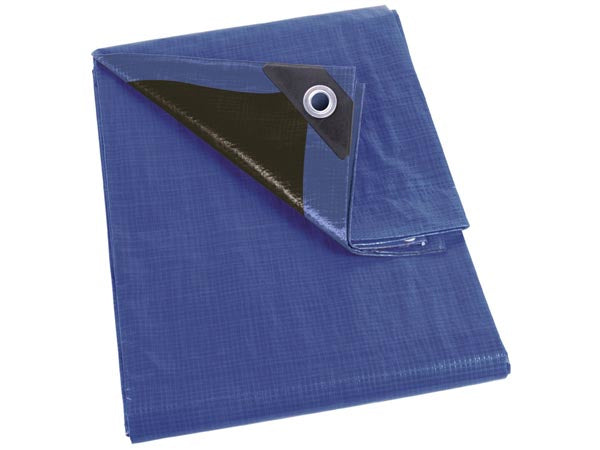 Perel Abdeckplane – 5 m × 8 m, Kunststoff, 140 g/m², Blau/Schwarz