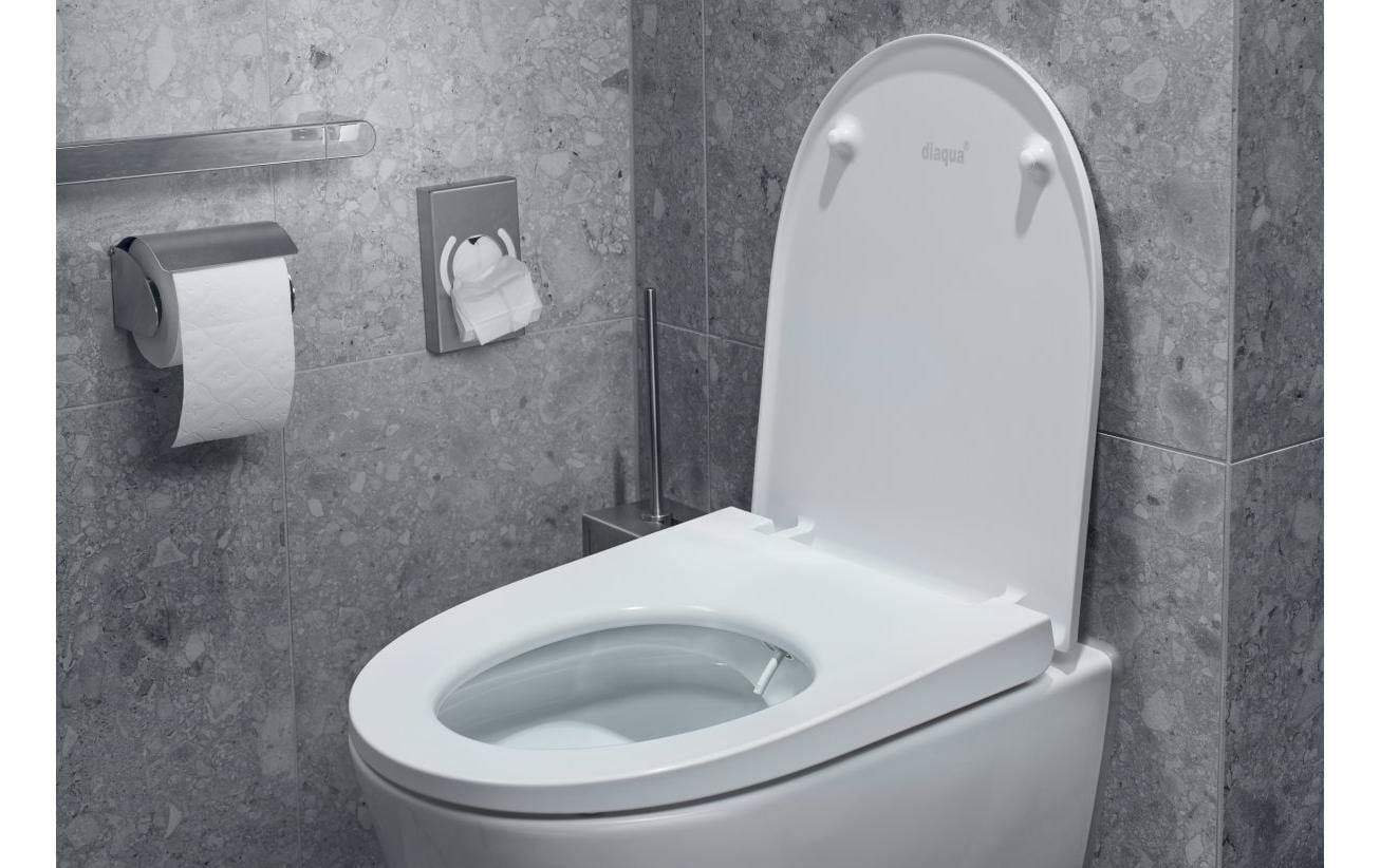 Diaqua Toilettensitz – Duroplast, weiss, verlängert, mit Deckel, Soft-Close, 42–48,3 × 37 cm