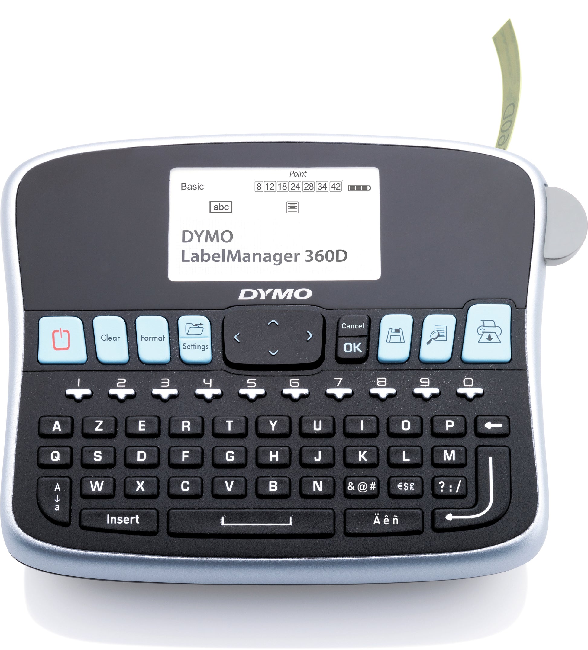 DYMO LabelManager 360D – Beschriftungsgerät, für D1-Bänder 6–19 mm, 180 × 180 dpi, 12 mm/s, AZERTY-Tastatur