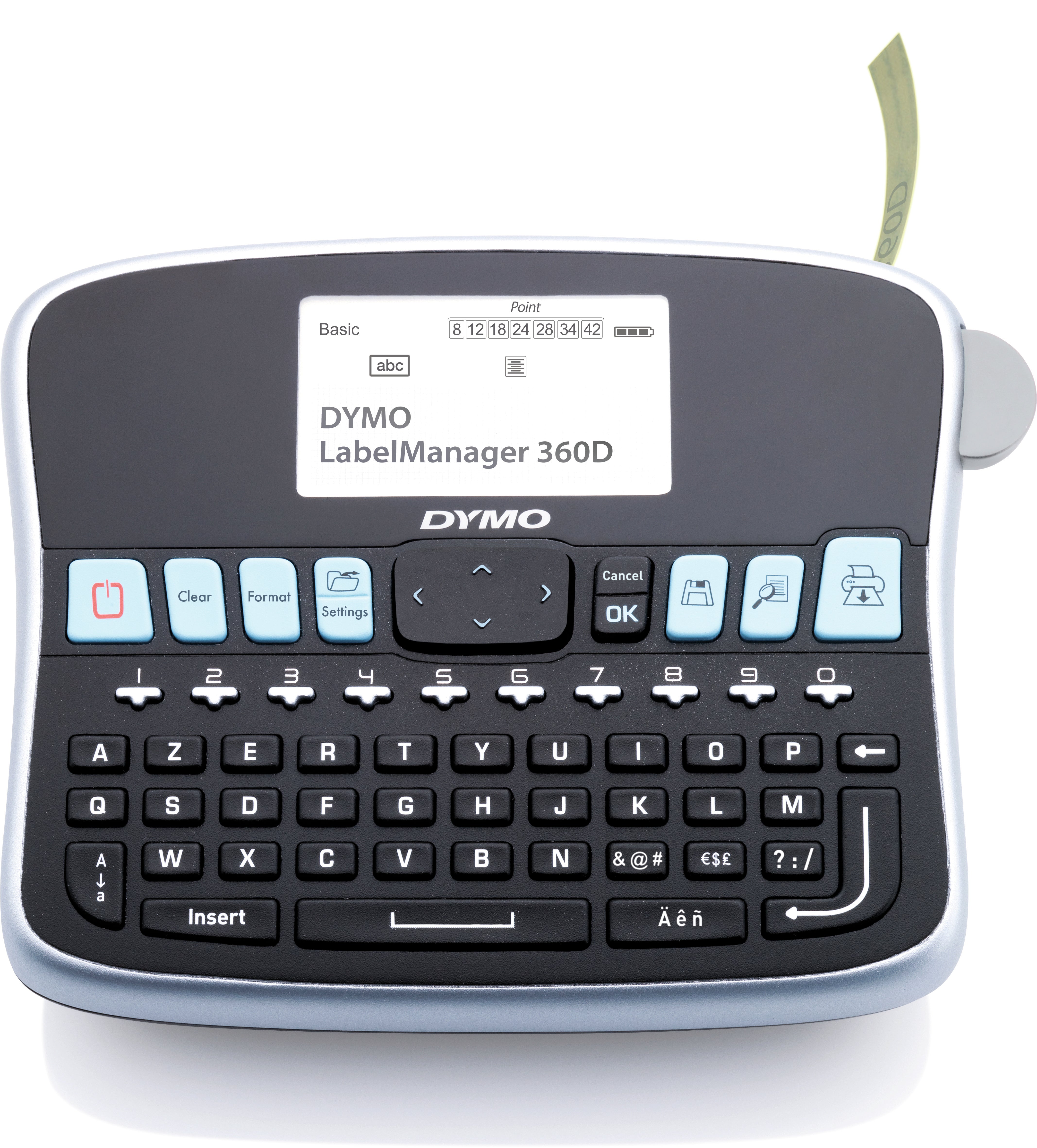 DYMO LabelManager 360D – Beschriftungsgerät, für D1-Bänder 6–19 mm, 180 × 180 dpi, 12 mm/s, AZERTY-Tastatur