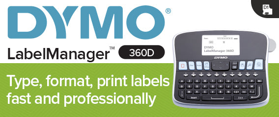 DYMO LabelManager 360D – Beschriftungsgerät, für D1-Bänder 6–19 mm, 180 × 180 dpi, 12 mm/s, AZERTY-Tastatur