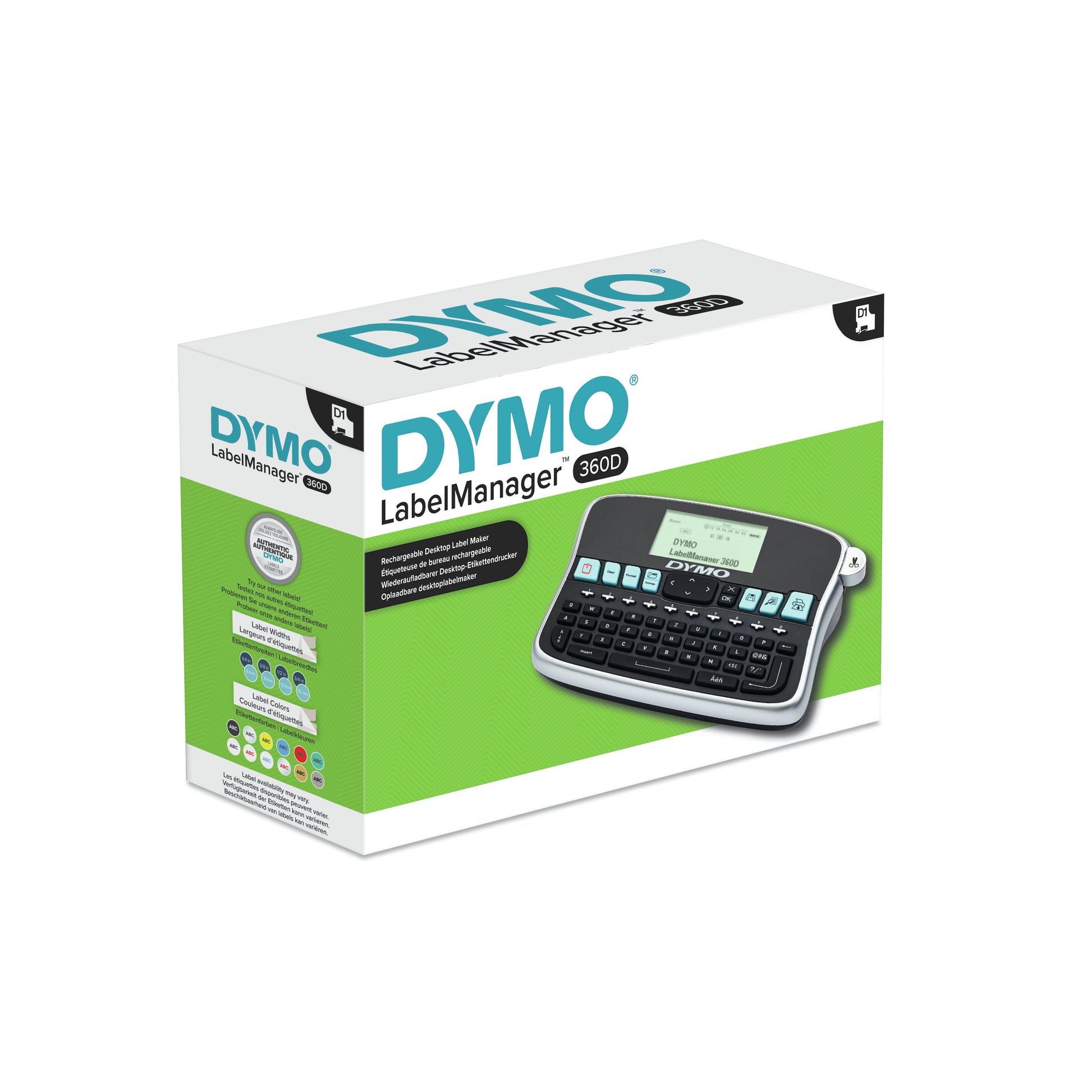 DYMO LabelManager 360D – Beschriftungsgerät, für Schriftbänder 6–19 mm, Lithium-Ionen-Akku, USB