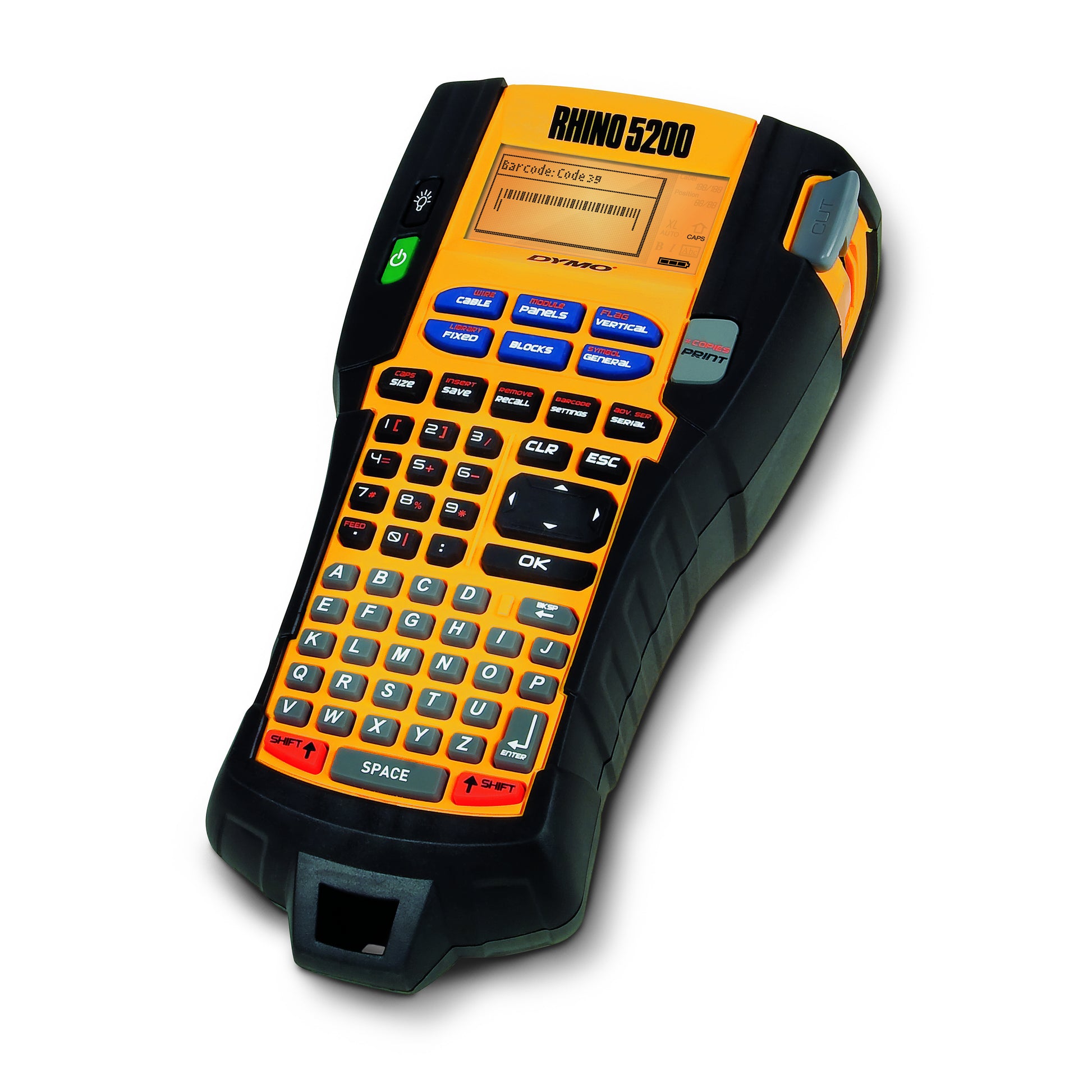 DYMO RHINO 5200 – Beschriftungsgerät für RHINO-Etiketten 6–19 mm, Thermotransfer, 180 × 180 dpi, 10 mm/s